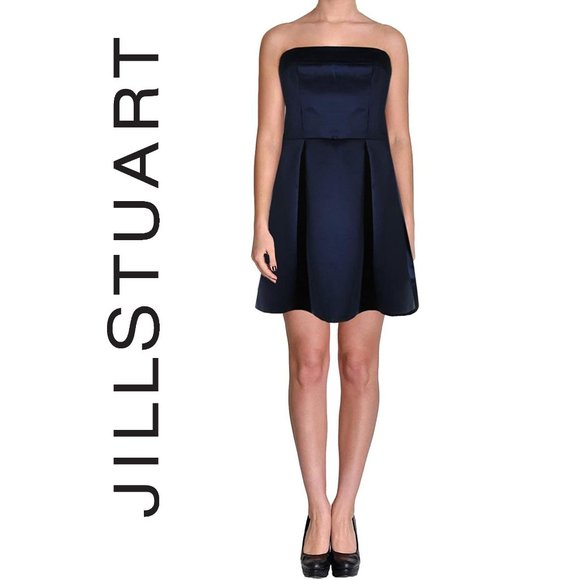 JILL STUART NAVY BLUE SATIN Open Back CUT-OUT BOW Dress! NWT! SIZE 8! - Picture 1 of 3
